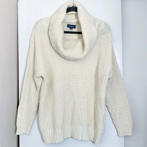 Modcloth Cream Turtleneck Chunk Knit Sweater